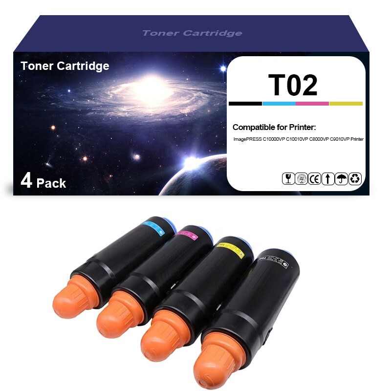 4 Colors T02 Toner Cartridges Set ImagePRESS C10000VP C10010VP C8000VP C9010VP