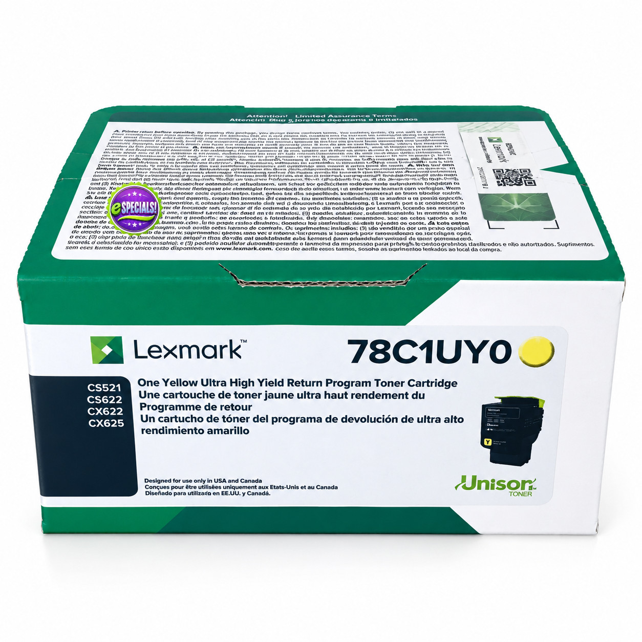 Original Lexmark 78C1UY0 Yellow Toner. New Sealed Box, We Ship Fast