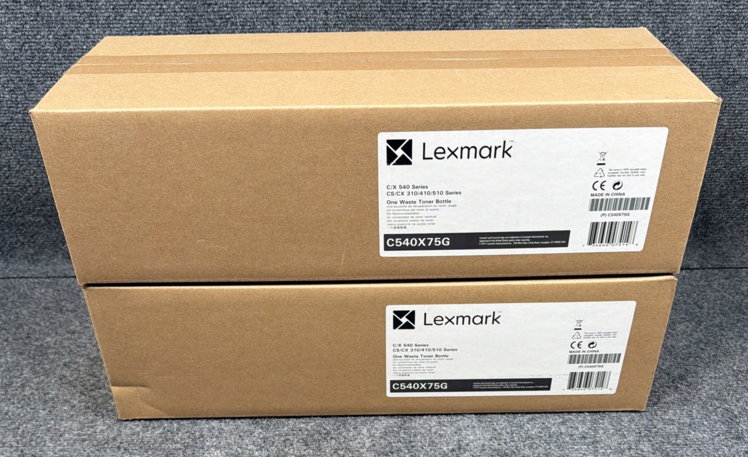 2 x Genuine Lexmark C540X75G Residual Waste Toner Bottle Original Packaging