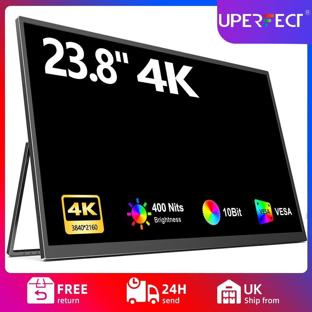 4K Portable Monitor, UPERFECT 23.8" Portable Monitor 3840 * 2160 For Computer PC