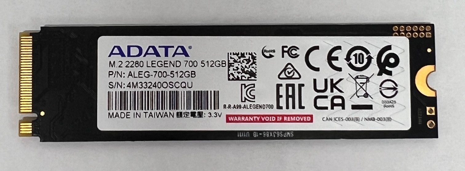 ADATA 512GB SSD NVMe PCIe M.2 2280 LEGEND 700 ALEG-700-512GB