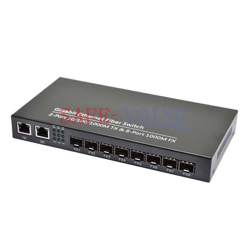 10/100/1000M TX RJ45 & 8 Port 1000M FX SFP 2 Port Gigabit Ethernet Fiber Switch