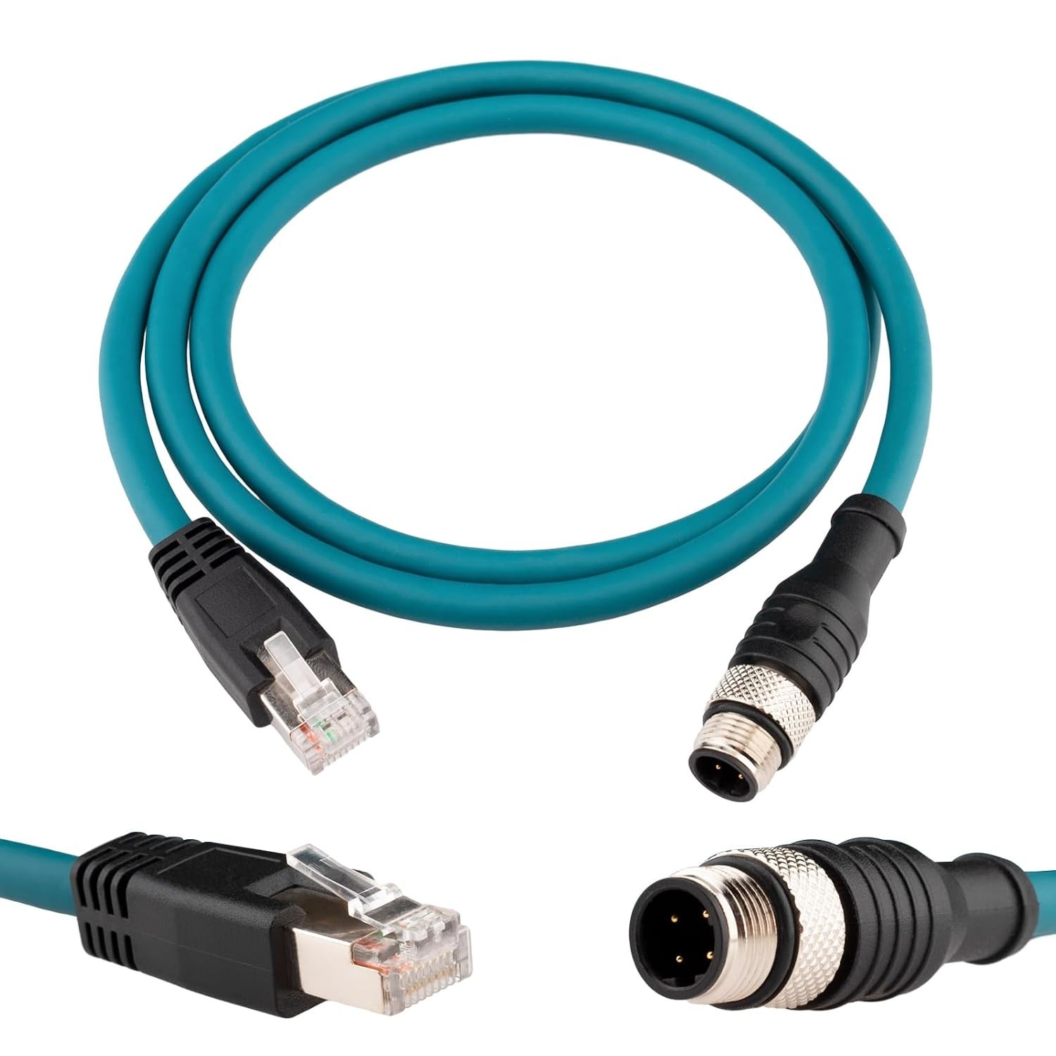 M12 4 Pin D-Code RJ45 Ethernet Power Data Cable Waterproof Shielded High Flex...