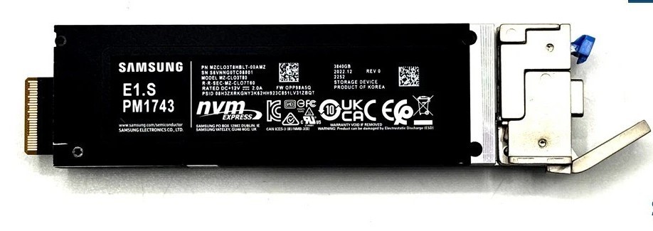 Samsung PM1743 3.84TB E1.S EDSFF NVMe SSD - MZCL03T8HBLT - MZ-CL03T80 HARD DRIVE