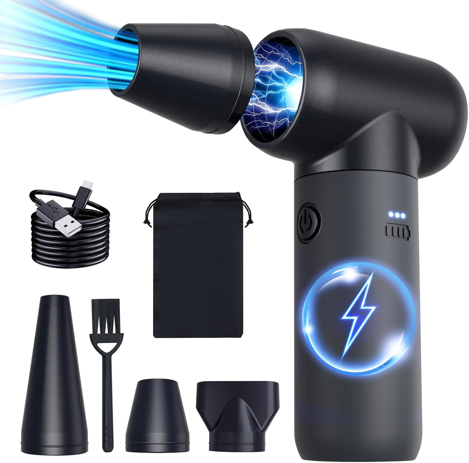 Electric Portable Air Duster 180000RPM Brushless Motor No Canned Air Jet Fan for