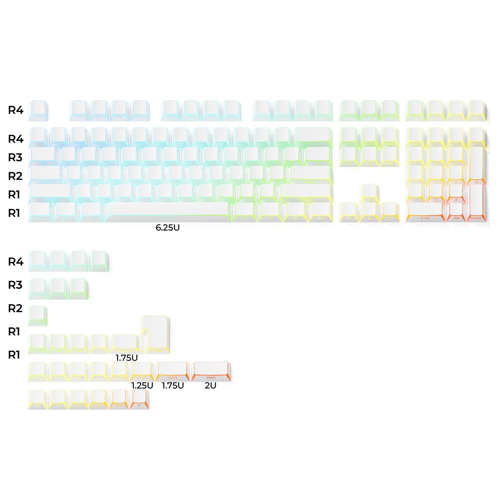 XVX PBT Keycaps 136-Key Set Cherry Profile Backlit for MX Switches ANSI