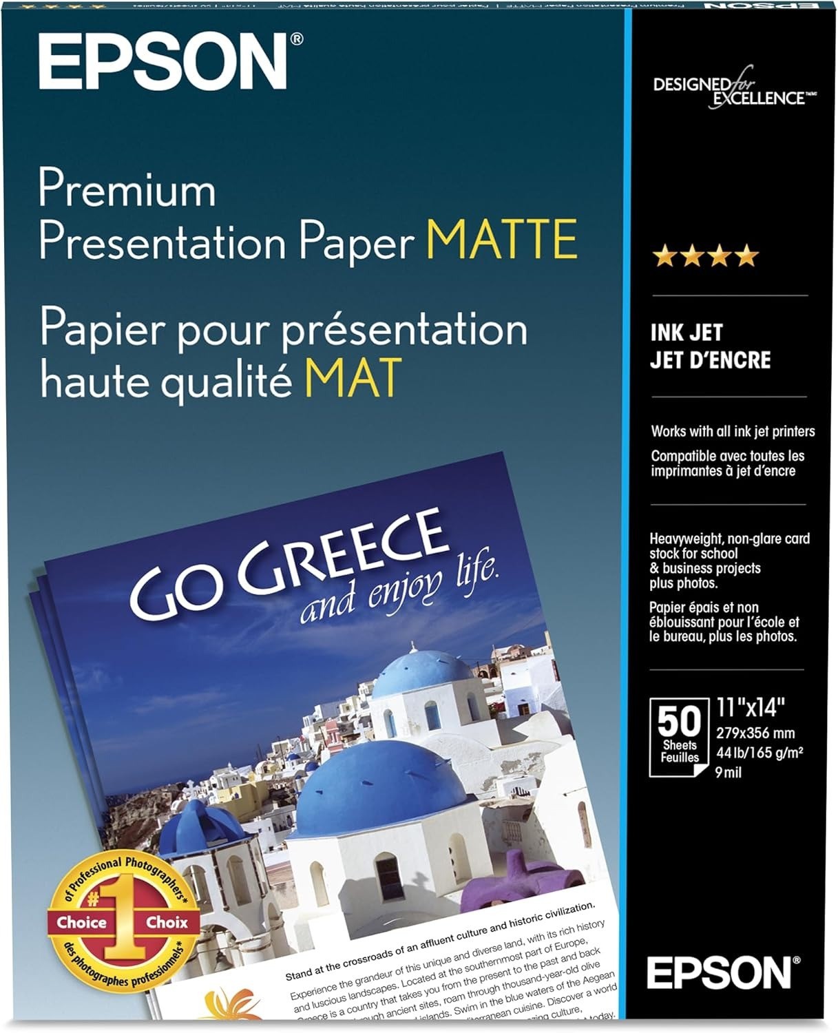 Epson S041468 Premium Matte Paper 11x14 Borderless 50 Sheets 