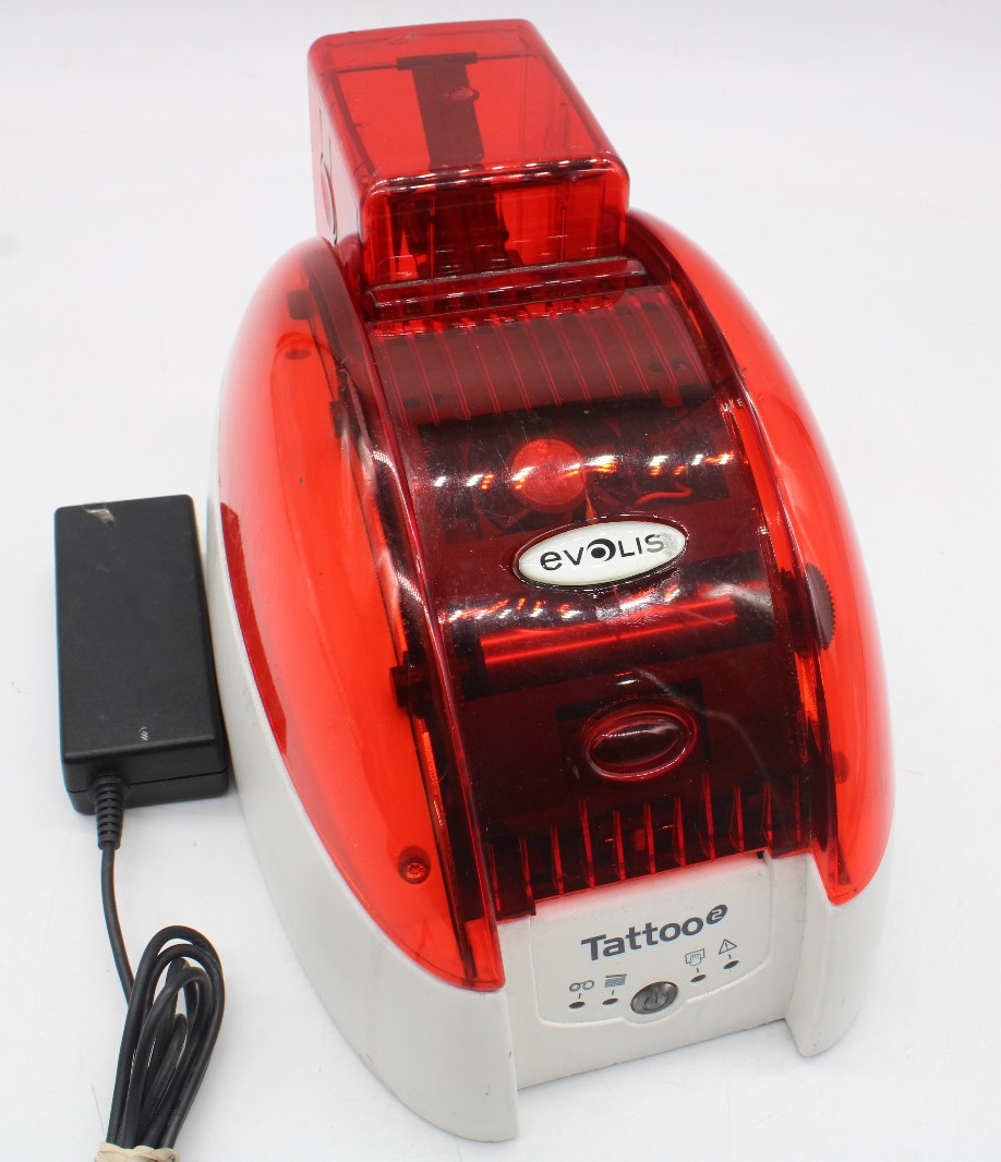 Evolis Tattoo 2 USB ID Card Printer TTO201FRU w/ Power Supply