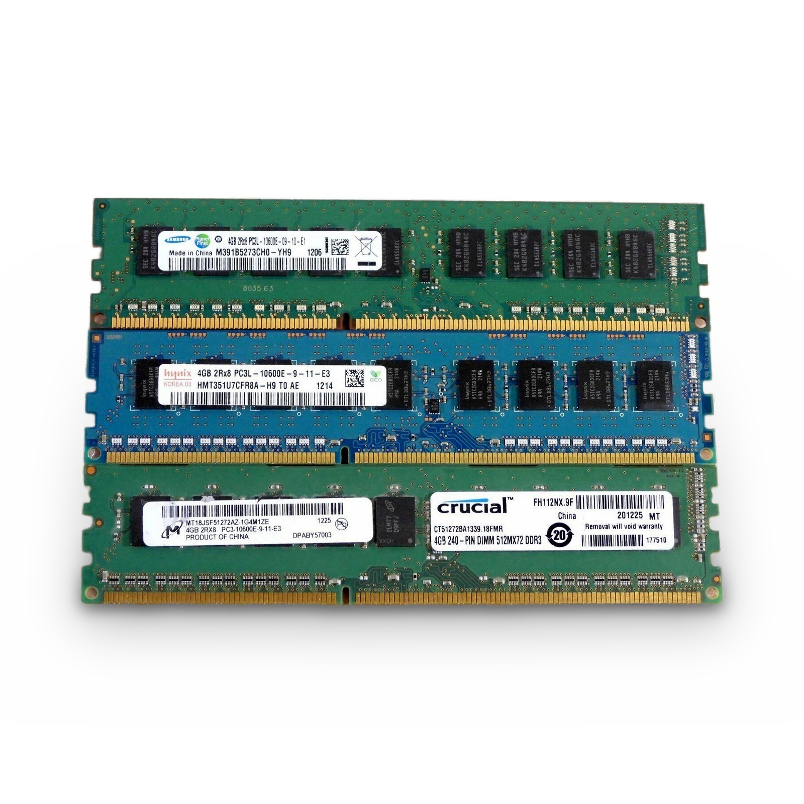 Lot of 6 Mixed 4GB DDR3 PC3-10600E 1333MHz ECC Unbuffered Server Memory RAM