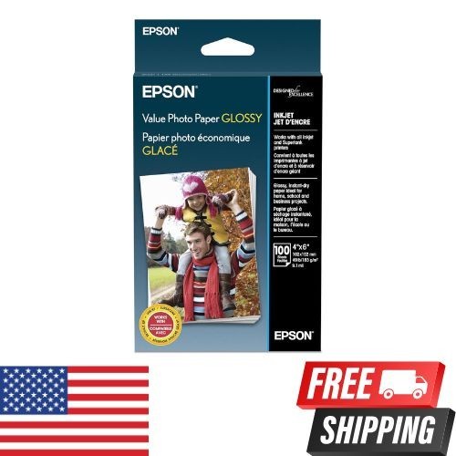 Epson Value Photo Paper 4x6 100 Sheets Glossy for Inkjet Printers