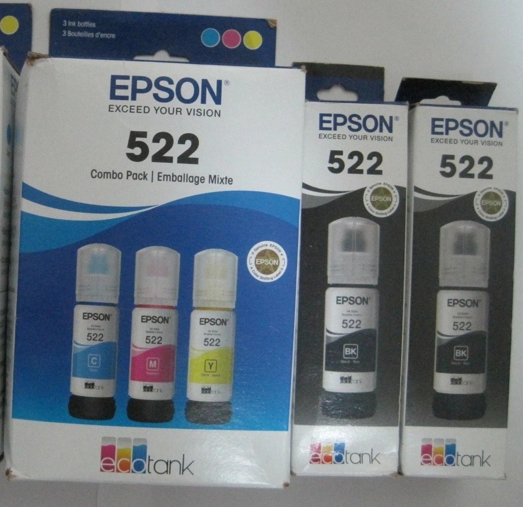 Set 5 Genuine SEALED Epson 522 High Yield Inkjet Cartridges 2027-2029