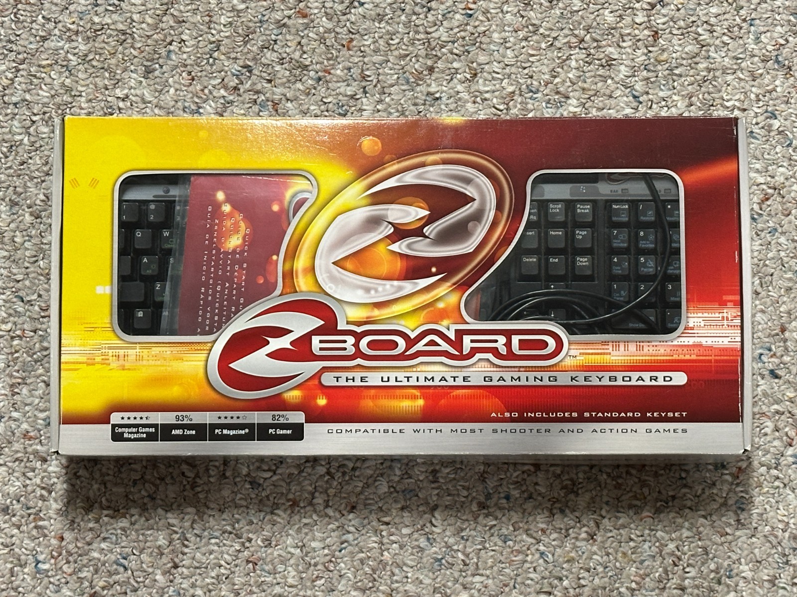 Zboard Gaming Keyboard + Doom 3, NWN, WoW Keysets – Mint in Box – Rare PC Gaming