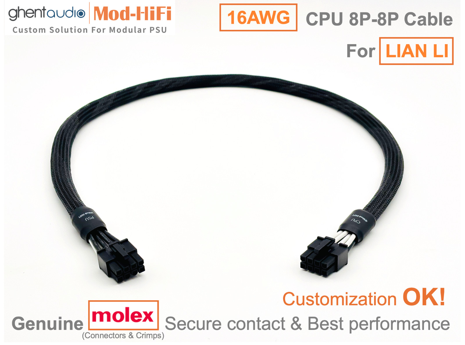 ⚡️Upgrade 16AWG CPU 8P Cable for LIAN LI SP750 SP850 - 16" / 27" Available