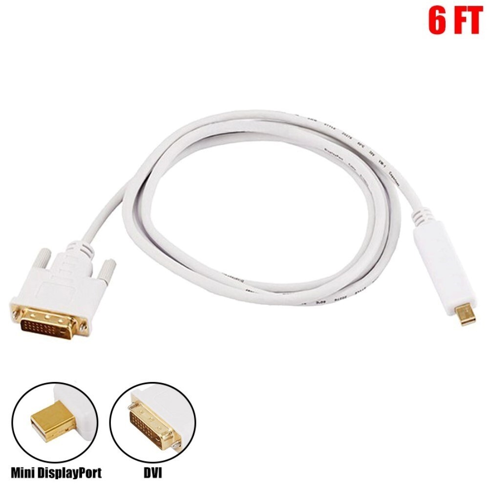 6FT Mini DisplayPort MDP Male to DVI Male Cable Mac Monitor 32AWG Gold Plated