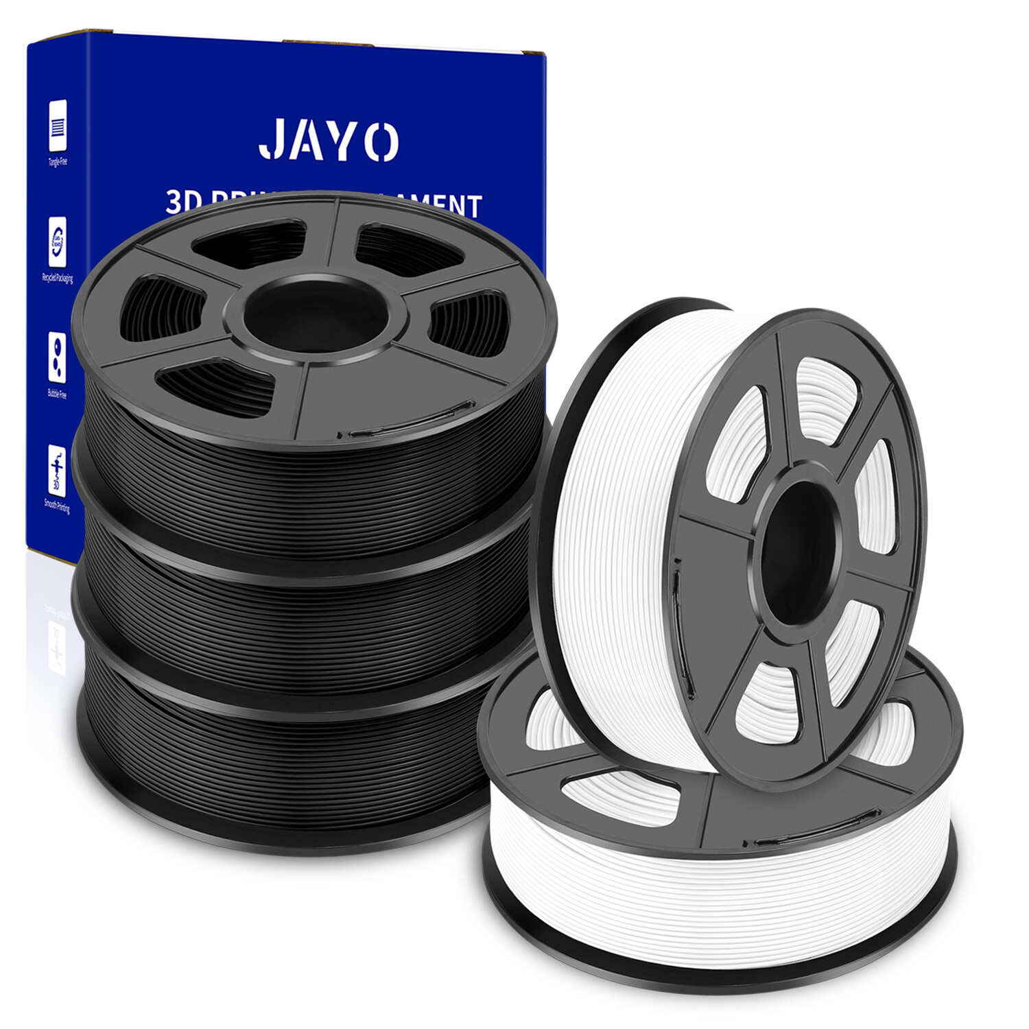JAYO 5KG PETG Black White 1.75mm Filament 3D Printer 1.1KG Spool High Toughness