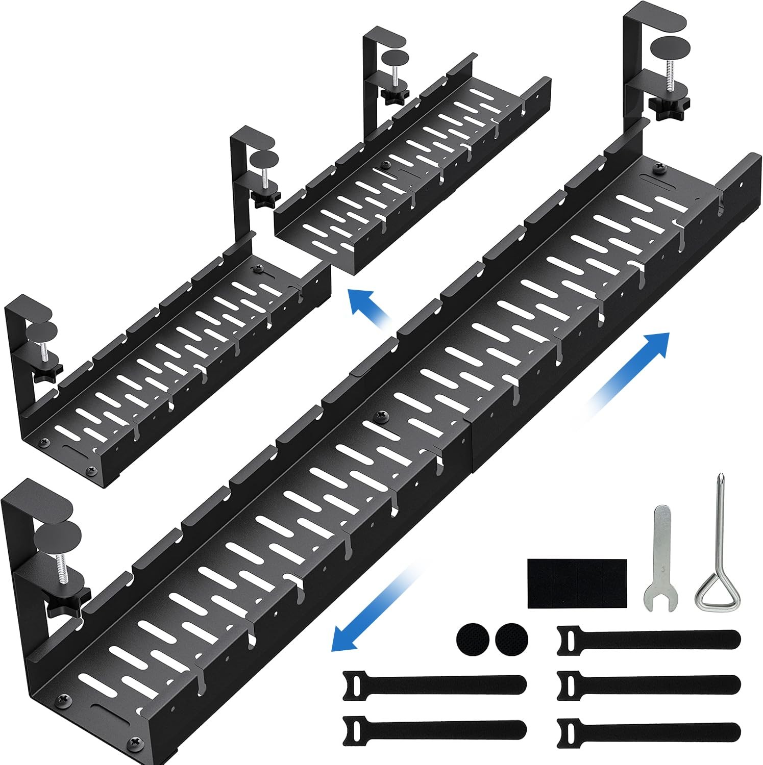No Drilling Extendable Under Desk Cable Management, Metal Cable Management Tr...