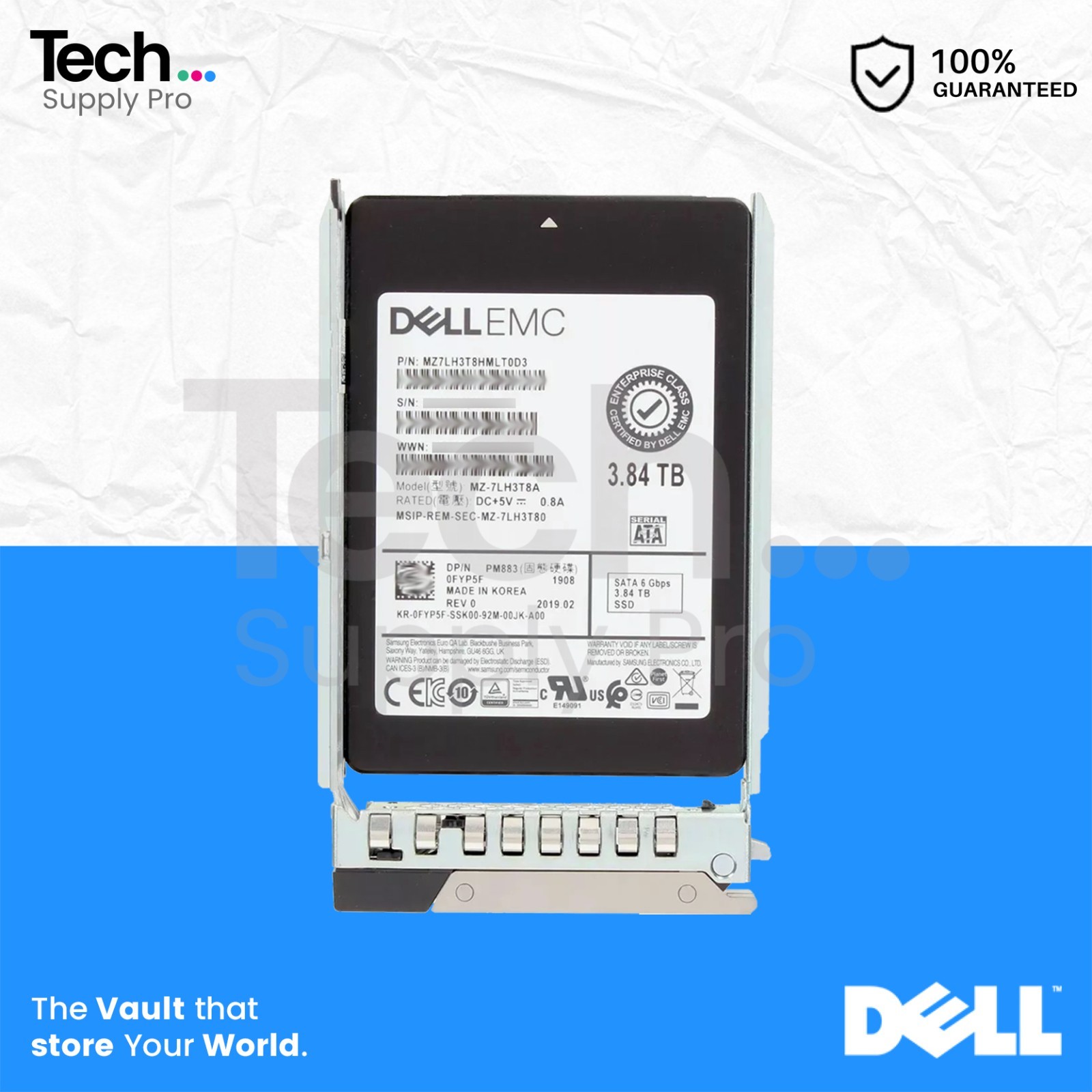FYP5F Dell 3.84TB SATA TLC 6GB/s 2.5" Solid State Drive 0FYP5F