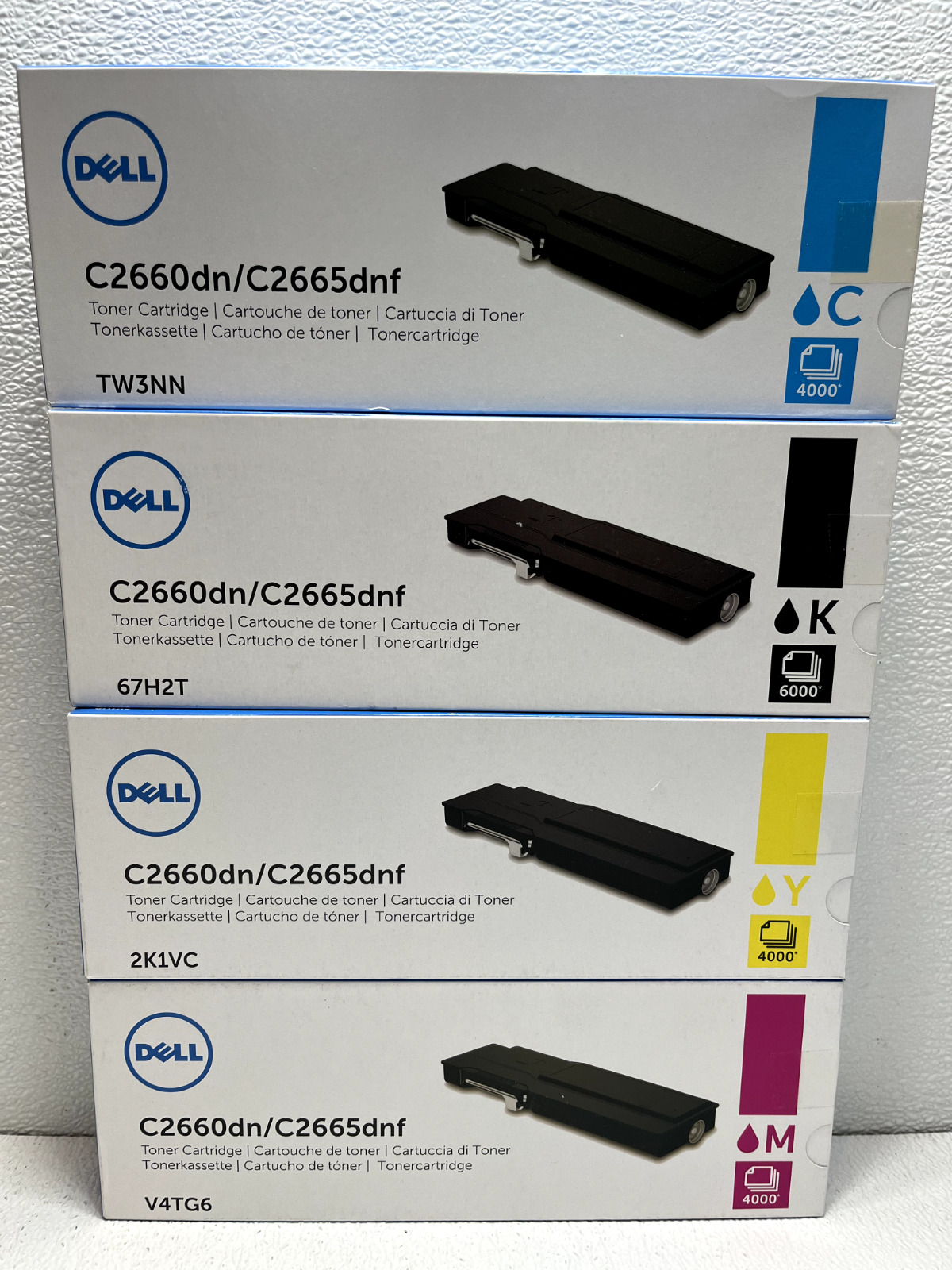 Genuine Dell C2660dn & C2665dnf Toner Cartridge Set V4TG6 2K1VC 67H2T TW3NN