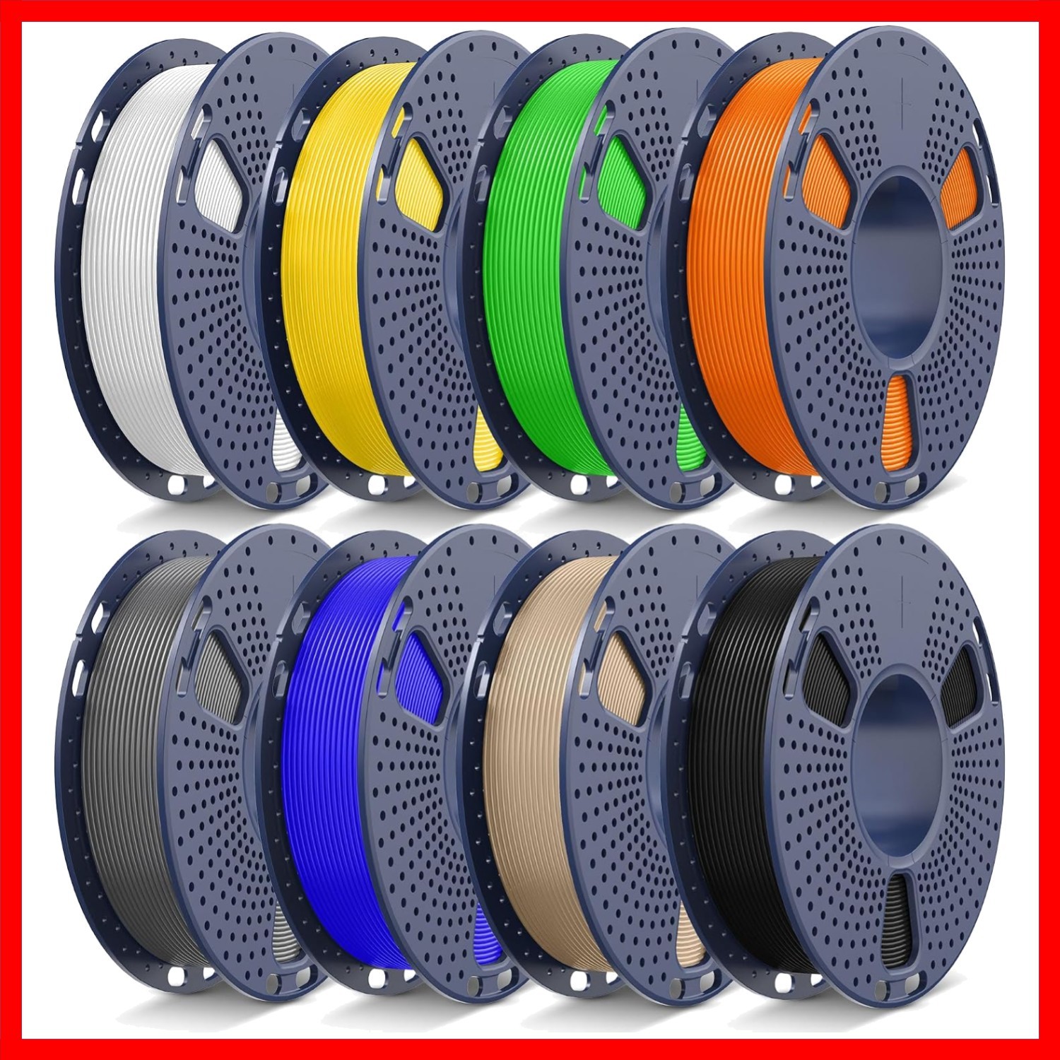8-Color PLA Plus 3D Filament, 1.75mm, Effortless and Reliable Printing