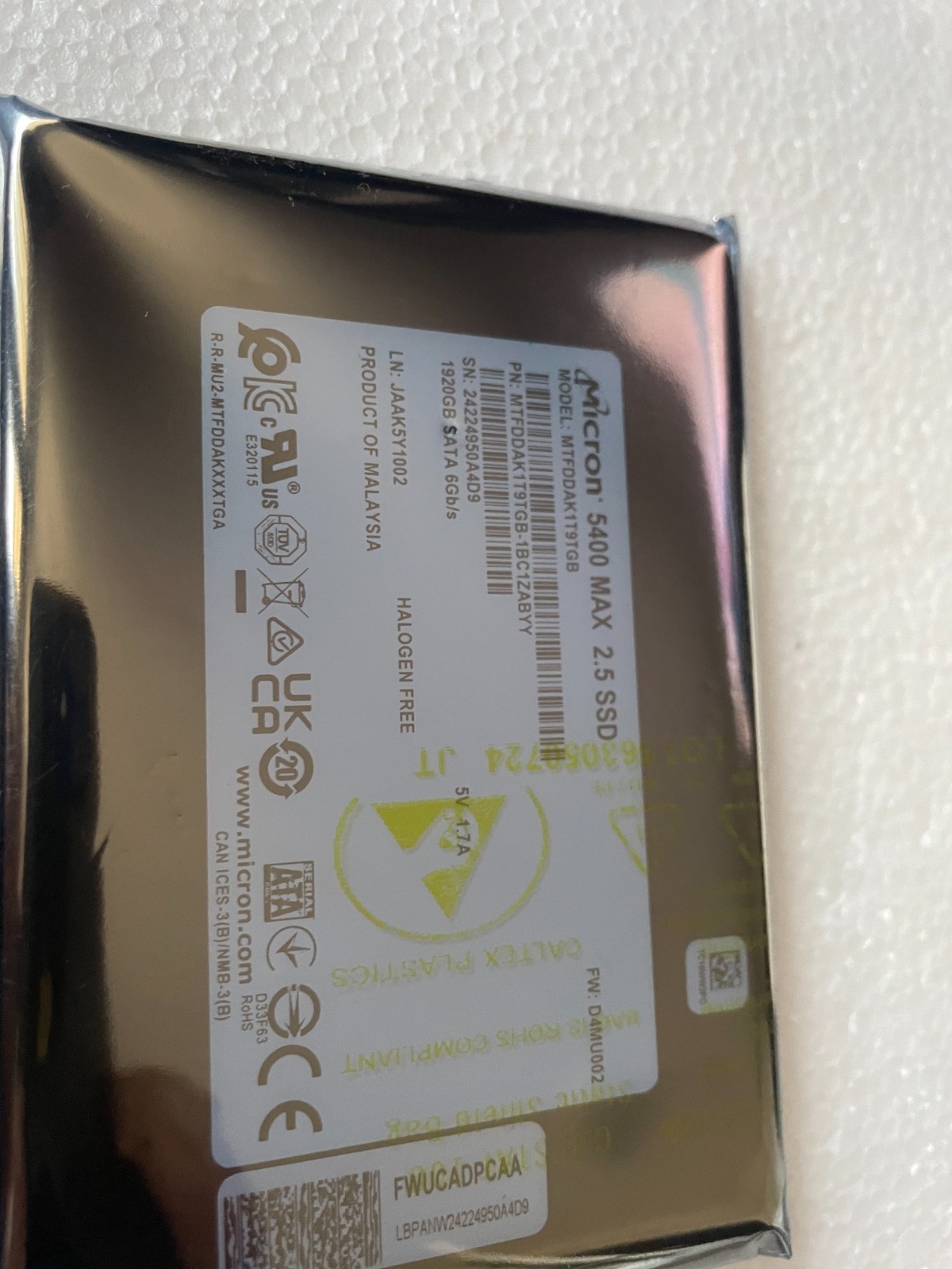 Micron 5400 MAX Series 1.92TB SATA 6Gb/s 2.5" Internal SSD MTFDDAK1T9TGA New