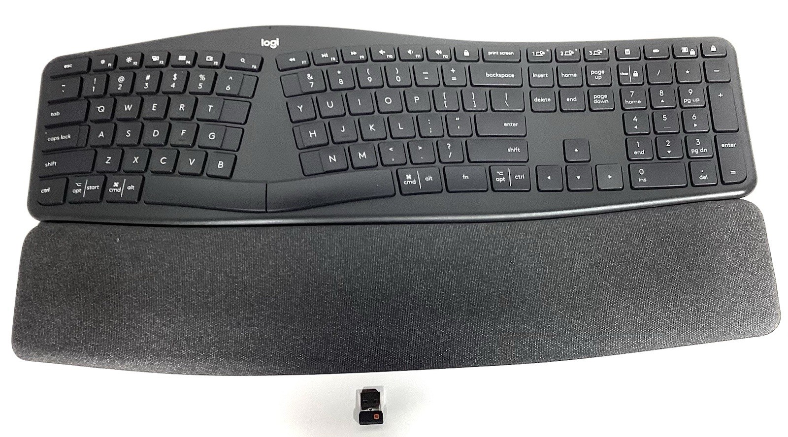 Logitech Logi ERGO K860 Wireless Keyboard Bluetooth w/Dongle Excellent Condition