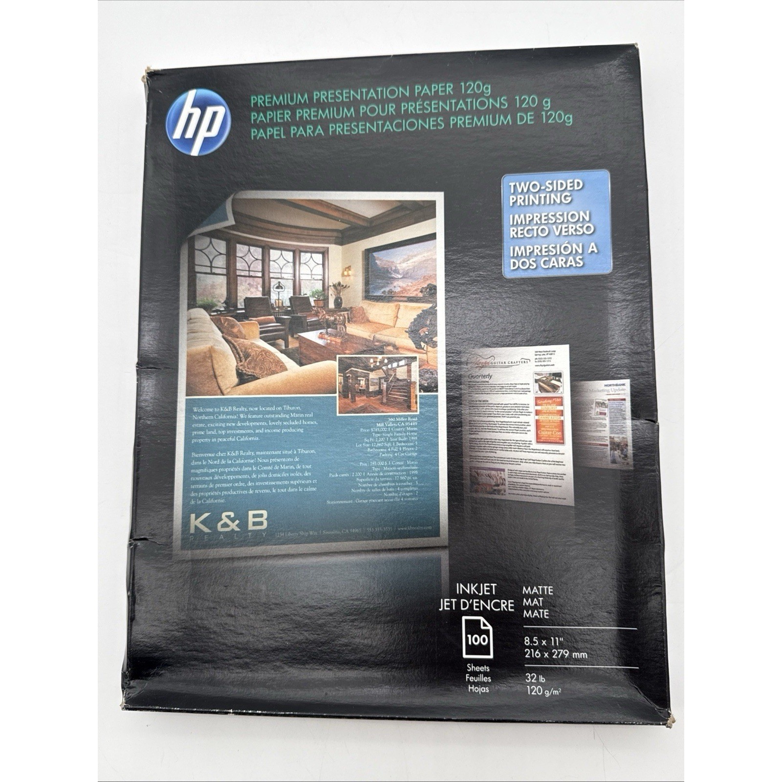 HP Premium Presentation Paper Matte 120g 8.5x11 100 Sheets New Damaged Box