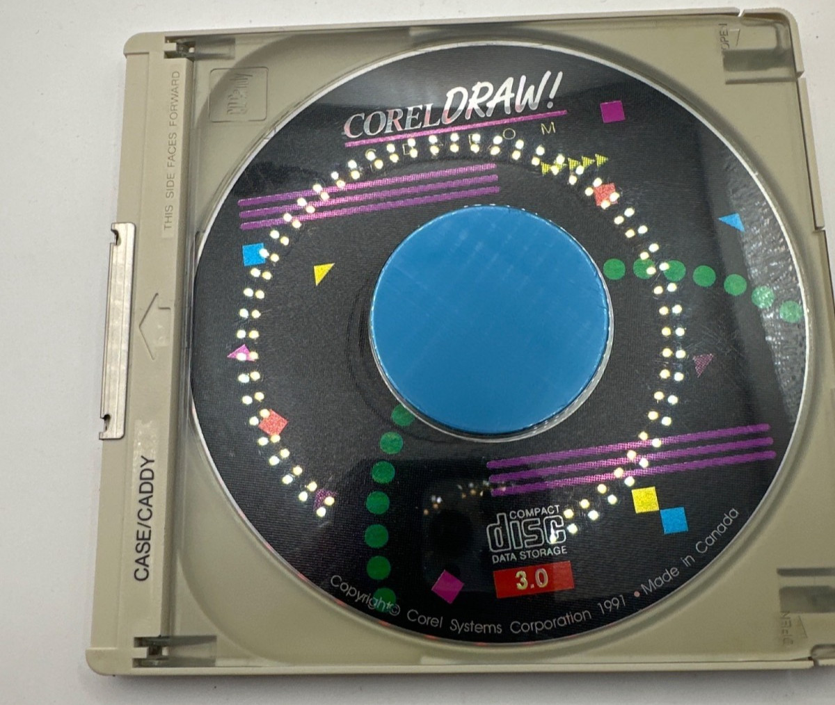 CorelDRAW 3.0 Compact Disc With Case Caddy 1991 Made In Canada