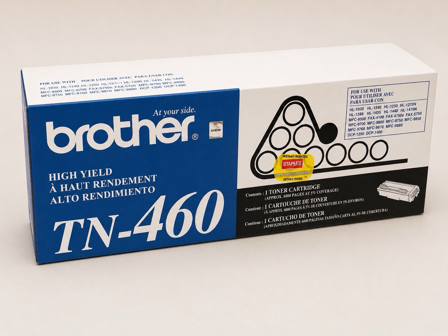 Genuine Brother TN-460 Black Toner Cartridge High Yield OEM - Open Box