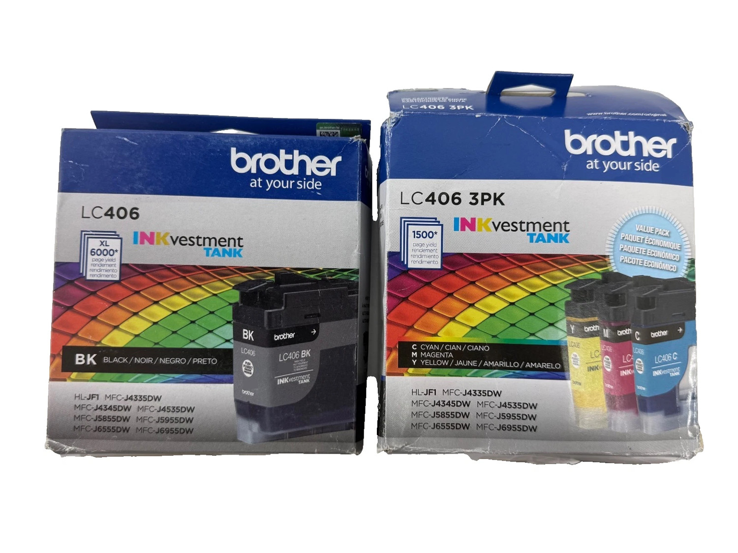 GENUINE Brother LC406 Black & LC406 Tri-Color C/M/Y Ink Cartridges NEW 7/2026+