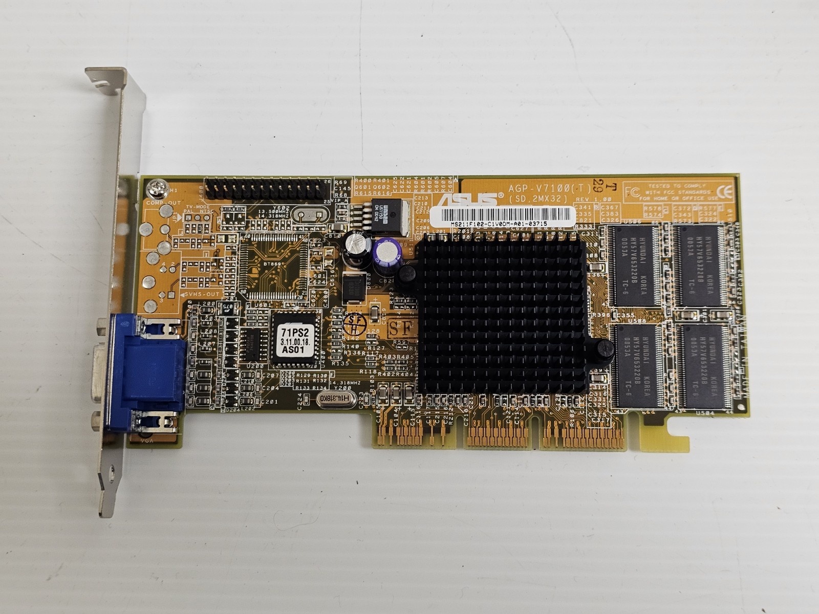 VINTAGE ASUS AGP-V7100/16M NVIDIA GEFORCE2 AGP 16 MB VGA CARD MXB166