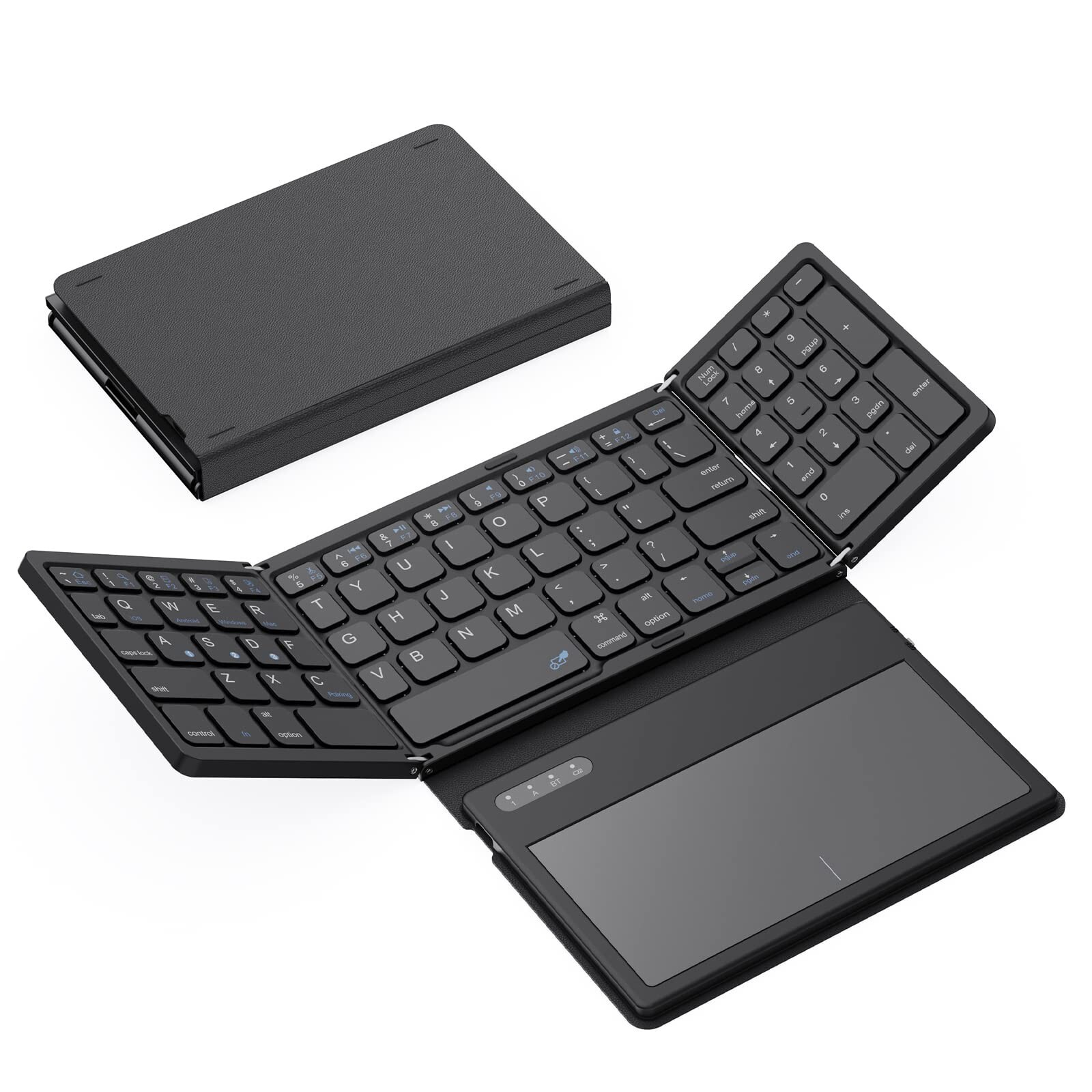 Foldable Bluetooth Keyboard, Portable Full Size Folding Keyboard with Touchpa...