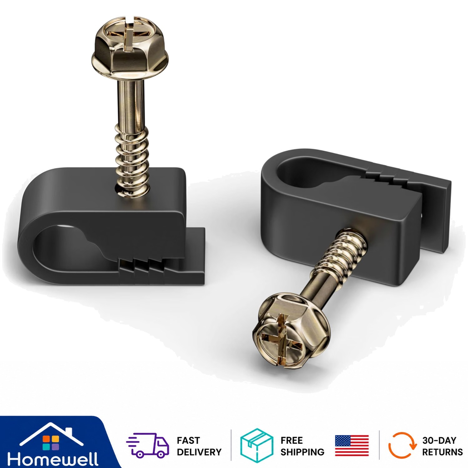 Versatile 100 PCS Coaxial Cable Clamps - 1/4 Inch for Secure Indoor/Outdoor Use