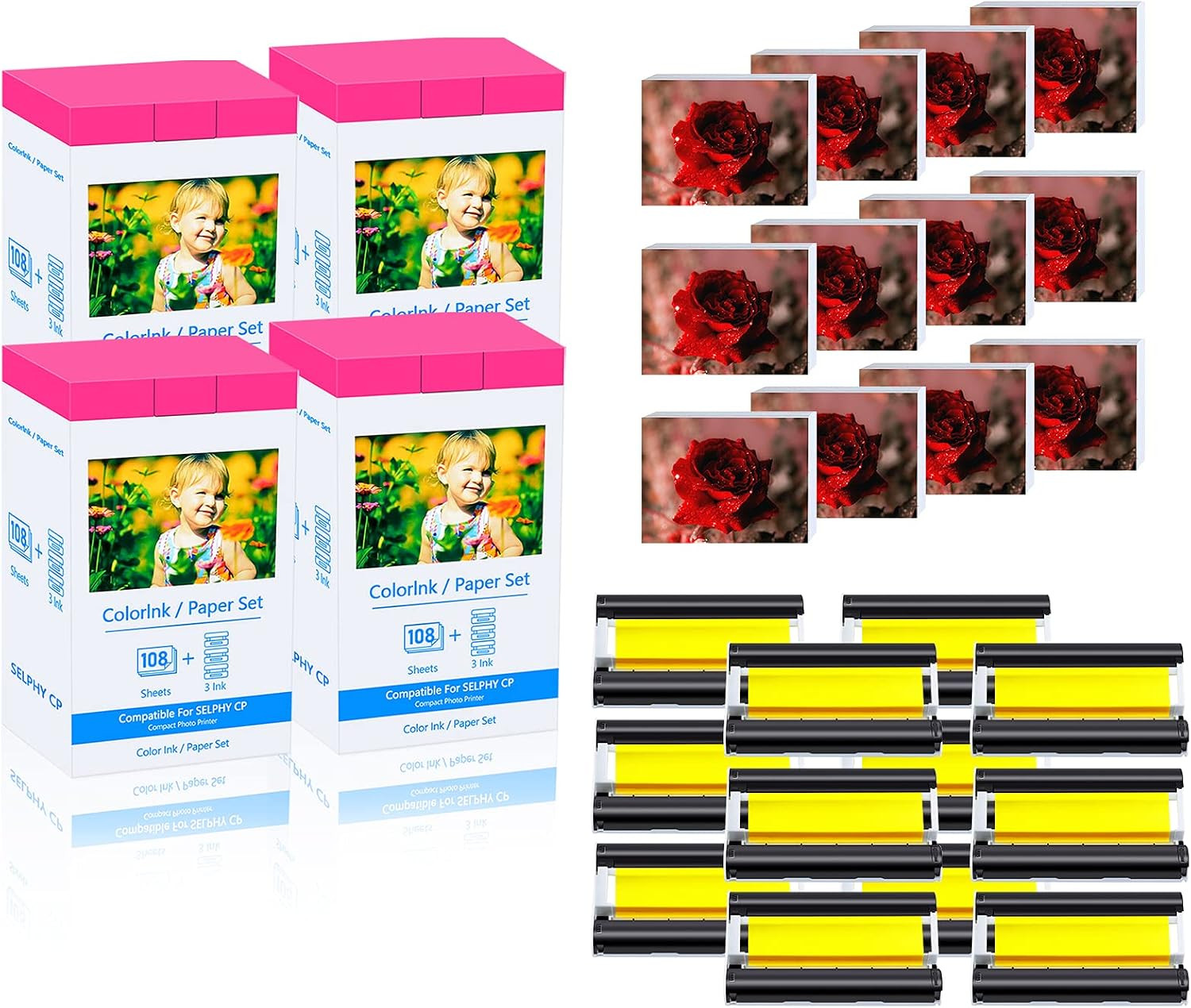 KP-108IN 4x6 4PK 432 Prints for SELPHY CP1000 CP910 4x6 Photo Paper Ink