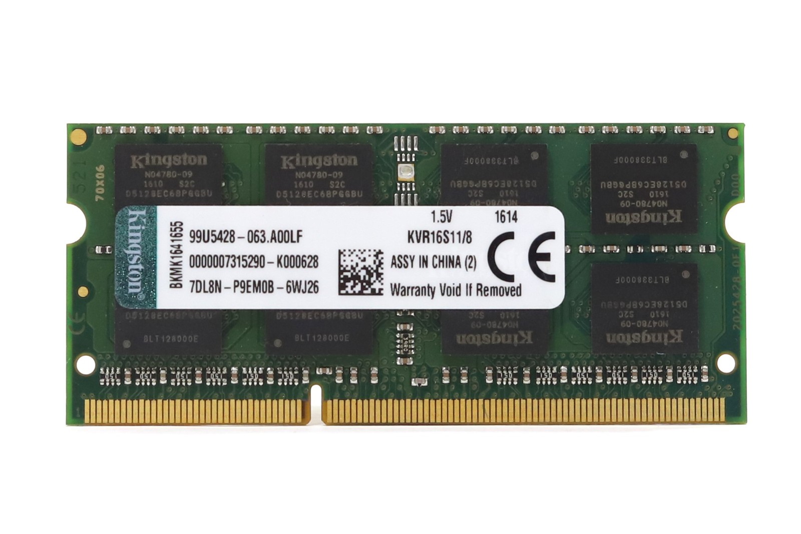 Kingston 8GB 2Rx8 PC3-12800 DDR3-1600MHz Laptop Memory P/N: KVR16S11/8 Tested