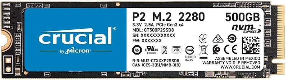 Crucial P2 500GB NVMe M.2 SSD High-Speed Storage Unused