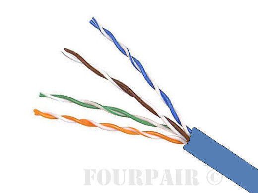 CAT5e Plenum CMP 350MHz Ethernet Cable Blue 1000FT - 24 AWG SOLID BARE COPPER
