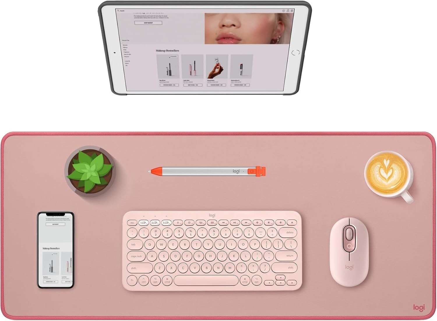 Logitech Desk Mat Studio Series Multifunctional Large Extended Mouse Pad - Rose