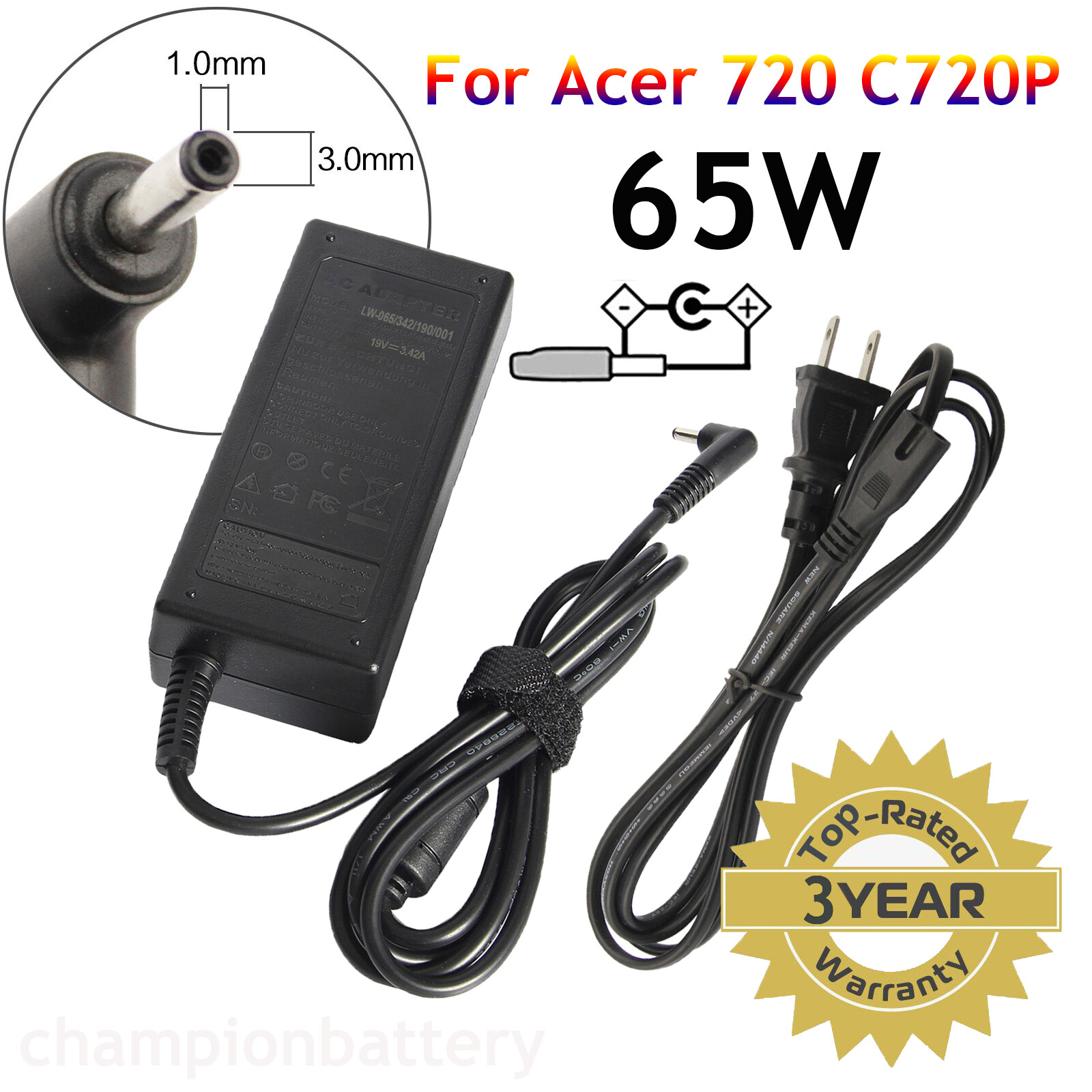 AC Adapter Charger for Acer Chromebook C720-2103 C720-2827 C720-2844 C720-2420 H