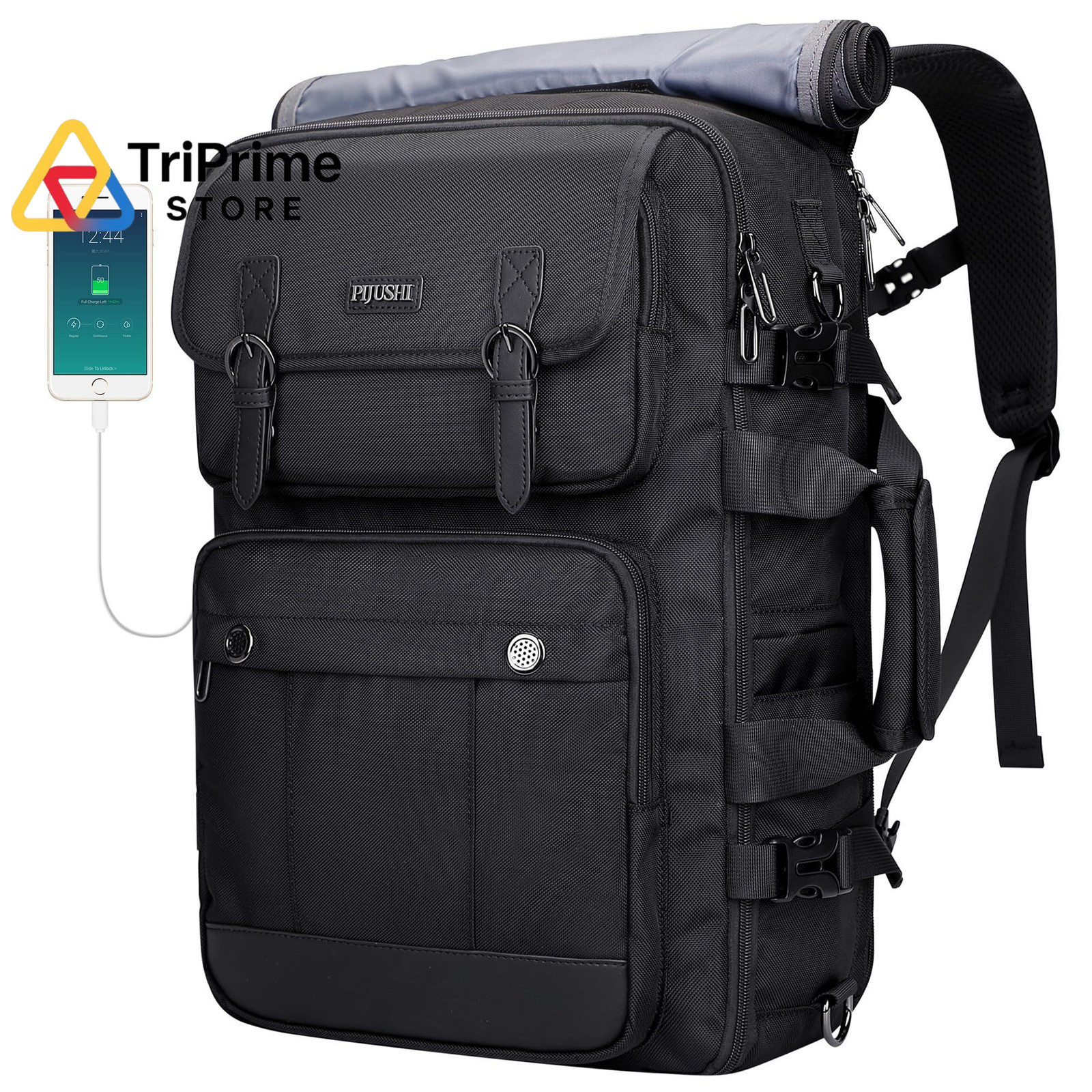 PIJUSHI Travel Backpack for Women Men Carry on Luggage Large, Black 