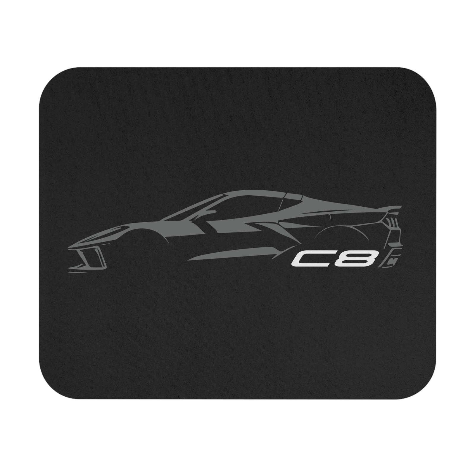 C8 Corvette Stingray Gray Silhouette Graphic Mouse Pad – Sports Car Desk Mat