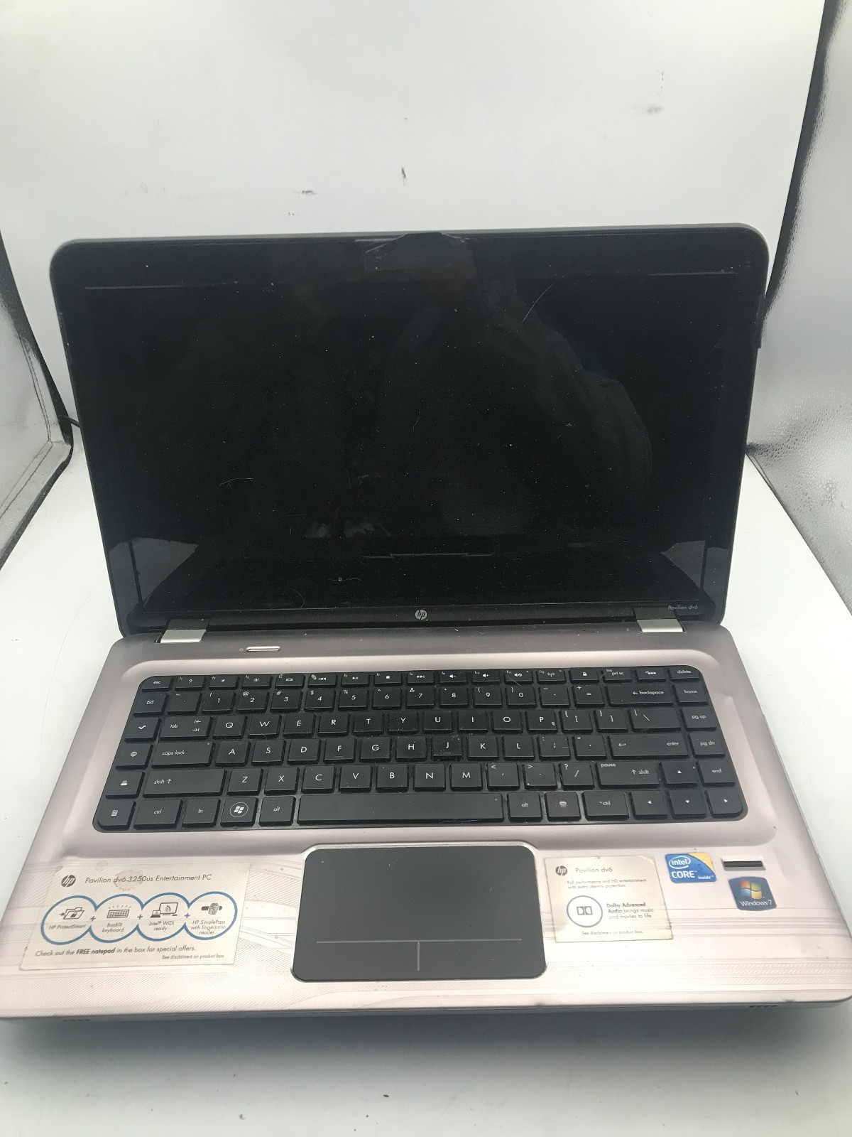 HP PAVILION DV6 3250US - FOR PARTS/DRILLED MOBO - INTEL I5 1ST GEN - NO RAM - BB