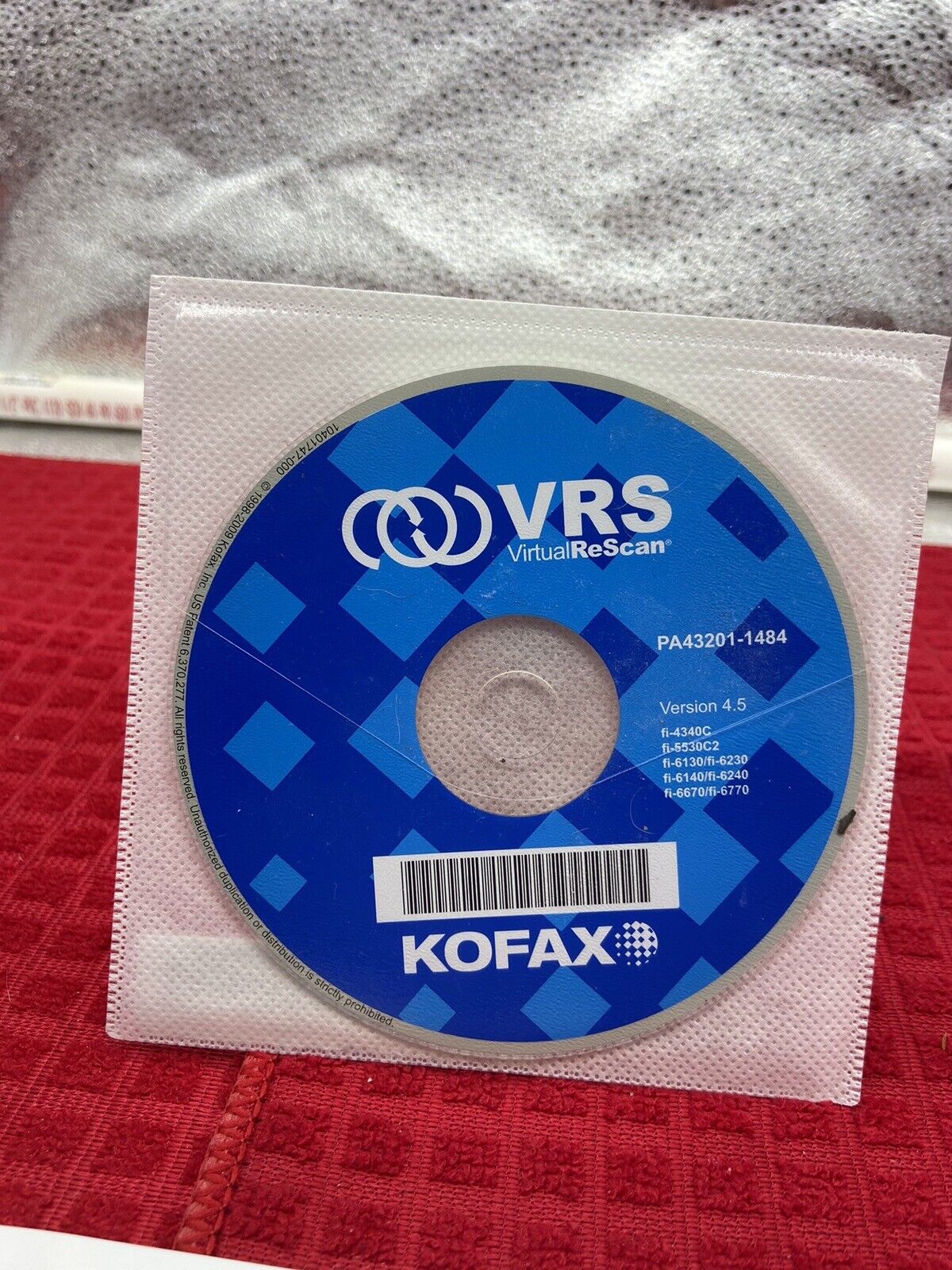 Kofax VRS Version 4.5 for Fujitsu Scanner - THE CD-ROM Installation Disc