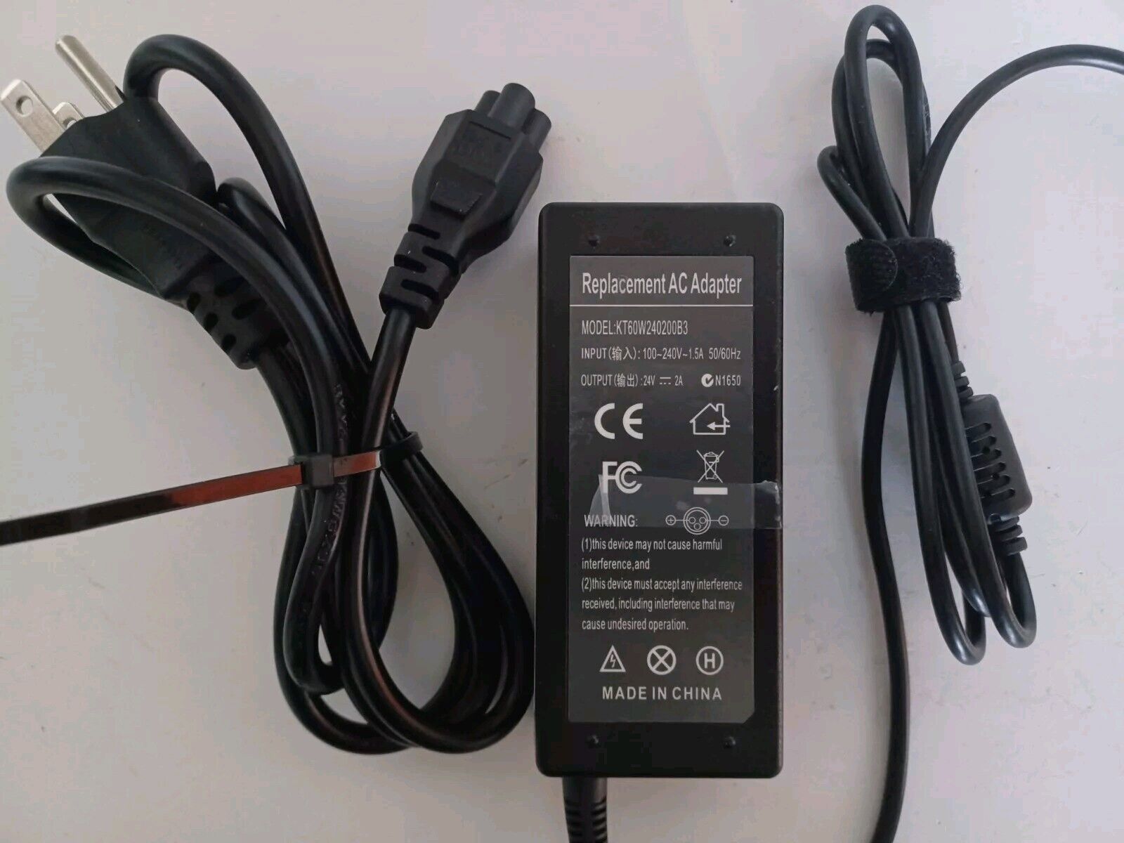 Replacement AC Adapter input 100-240-1.5A 50/60Hz output 24V- KT60W240200B3