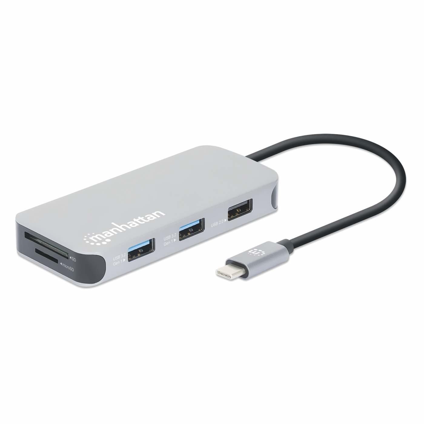 Manhattan 130615 USB-C Dock/Hub With Card Reader, Ports (X6): Ethernet, HDM ~E~