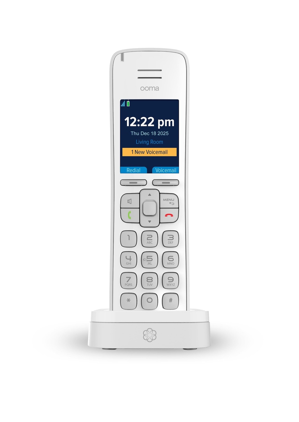 Ooma HD3 Handset white cordless phone with caller-ID and HD voice quality. Wo...