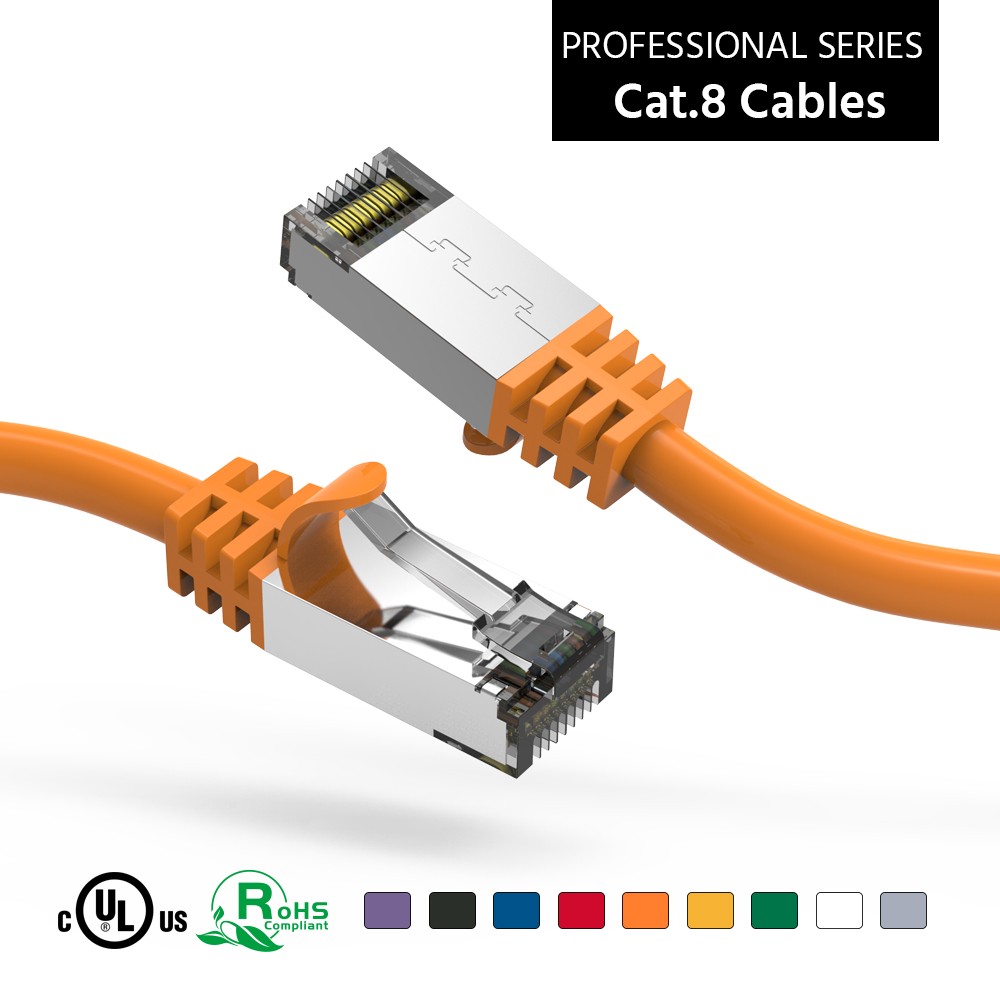 20 Pack of 4Ft CAT8 S/FTP Ethernet Network Cable Orange 26AWG