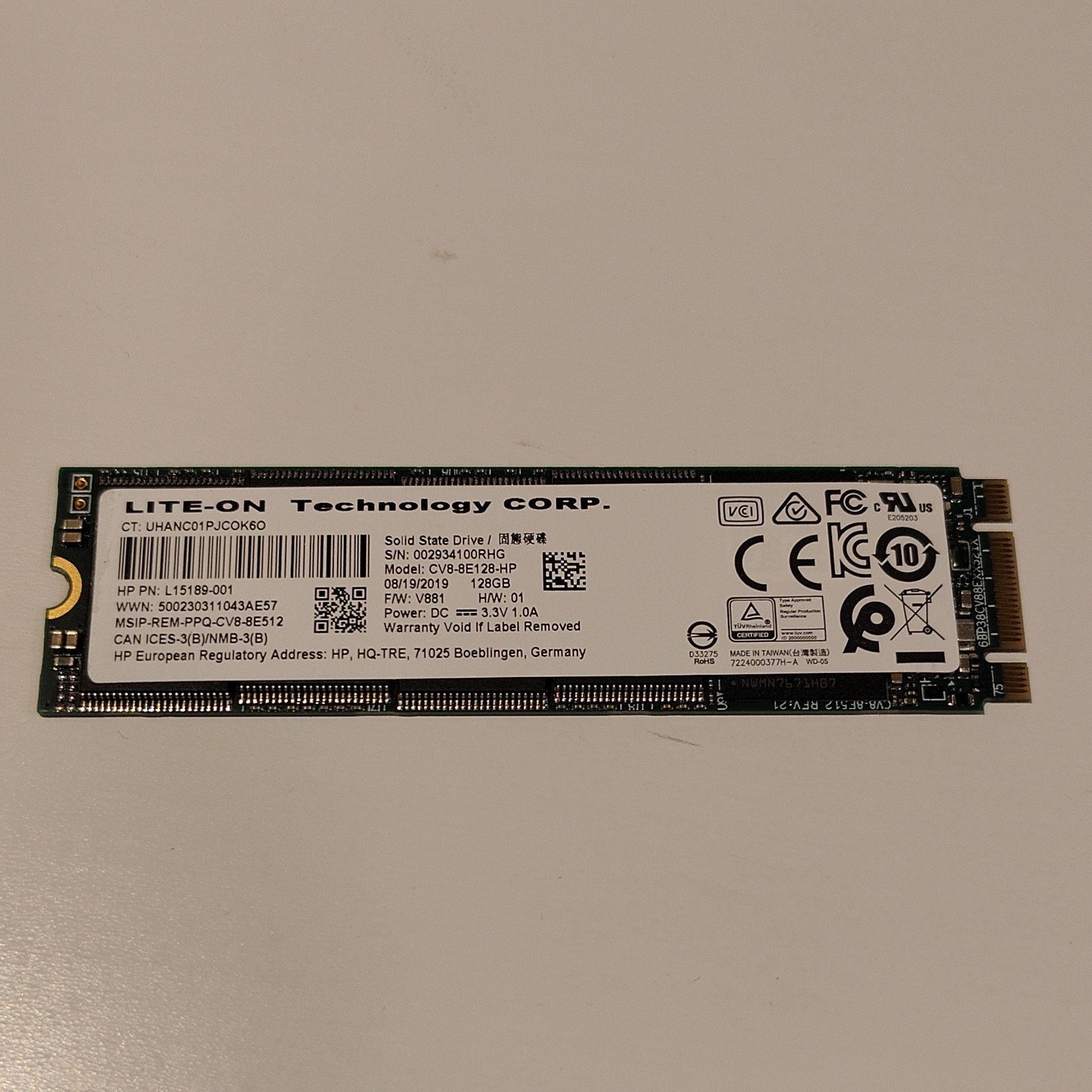 128GB M.2 SSD 3D NAND TLC LITE-ON Technology CORP. Model: CV1-8B...