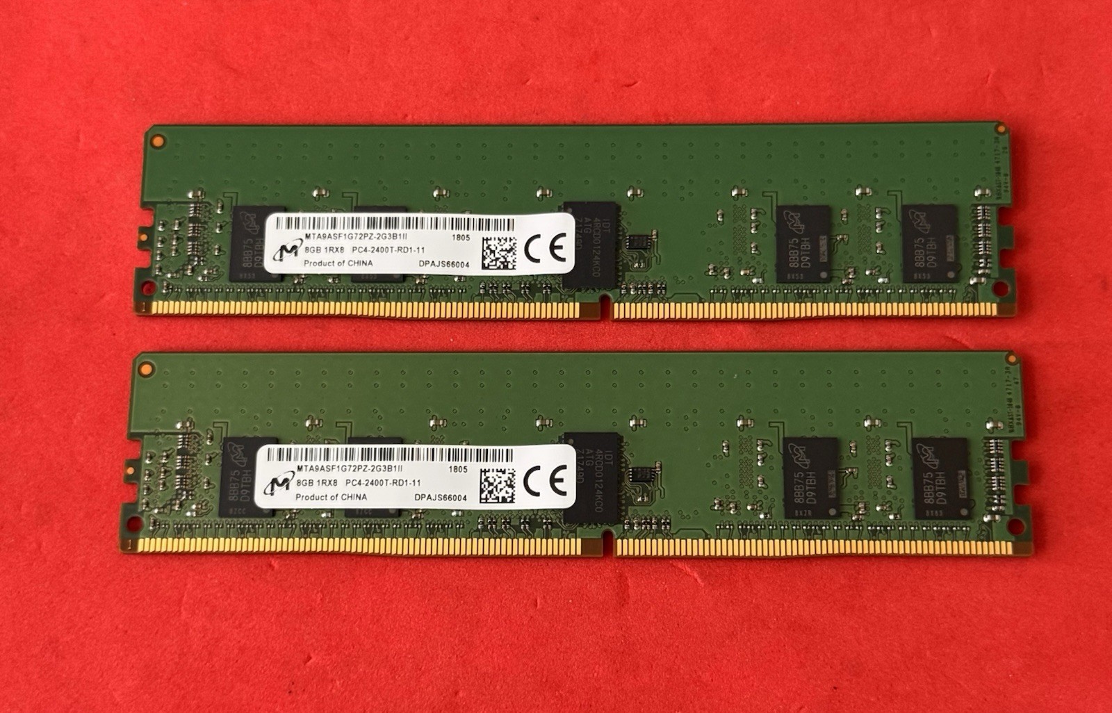 Micron 16GB (2x8GB) PC4-2400T 1Rx8 MTA9ASF1G72PZ-2G3B1II