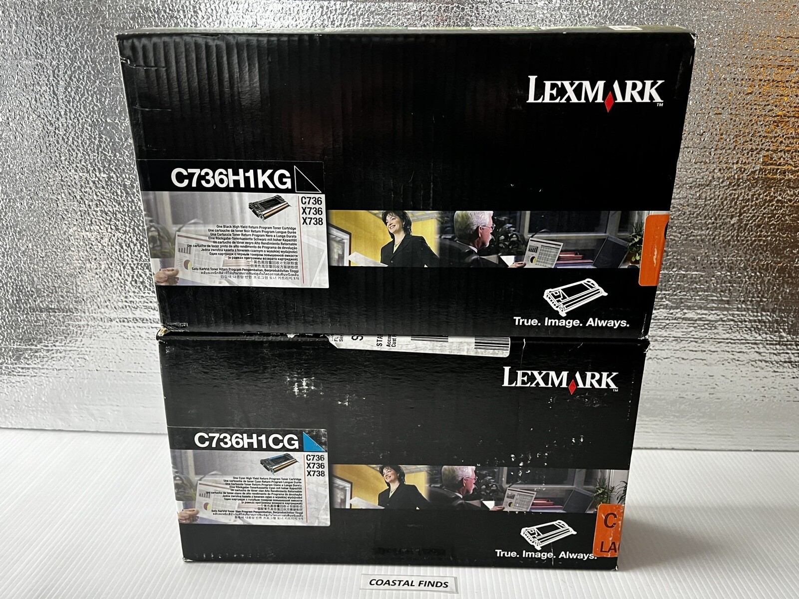 Lexmark C736 Black Cyan Lot of 2 C736H1KG C736H1CG OEM NEW Sealed C736 X736 X738