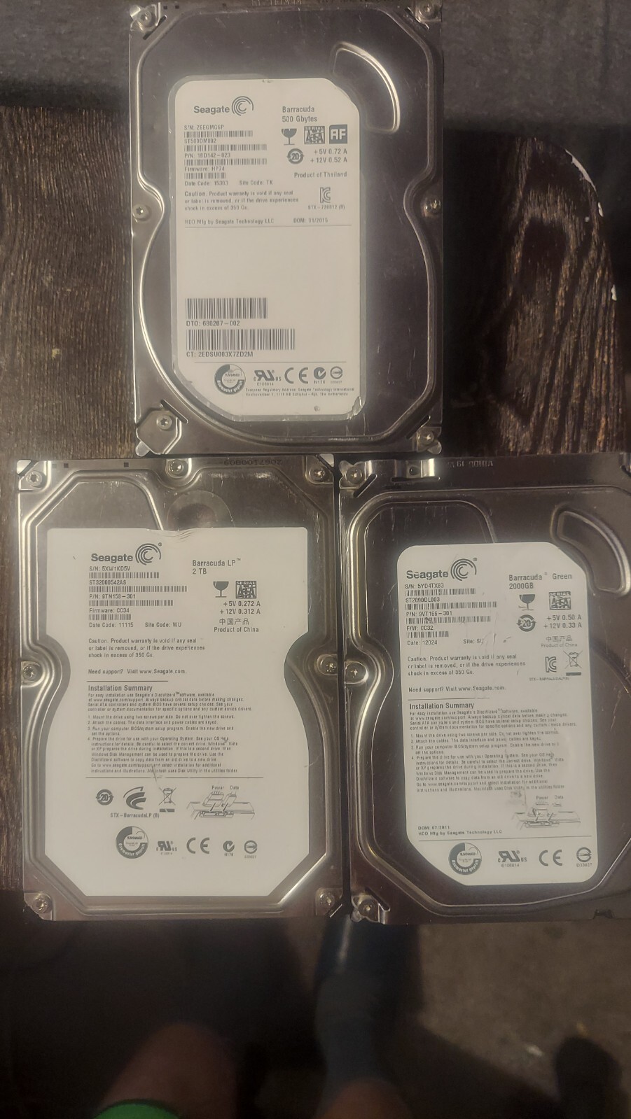 lot 3 seagate hard drives for parts